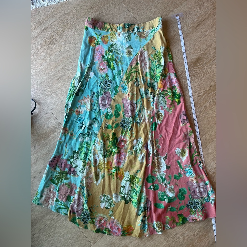 Kachel x Anthropology Floral Multicolor Patchwork Midi Skirt